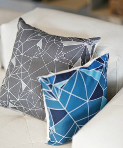 Blue and grey pillows