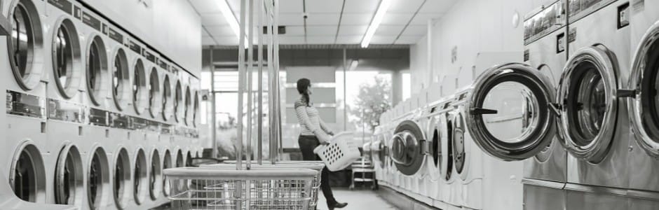 Washing machines in a laundry saloon